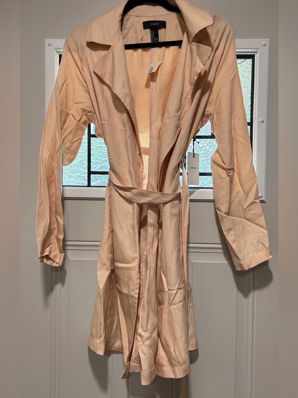 Forever 21 Blush Peach Trench Coat with Tie Waist